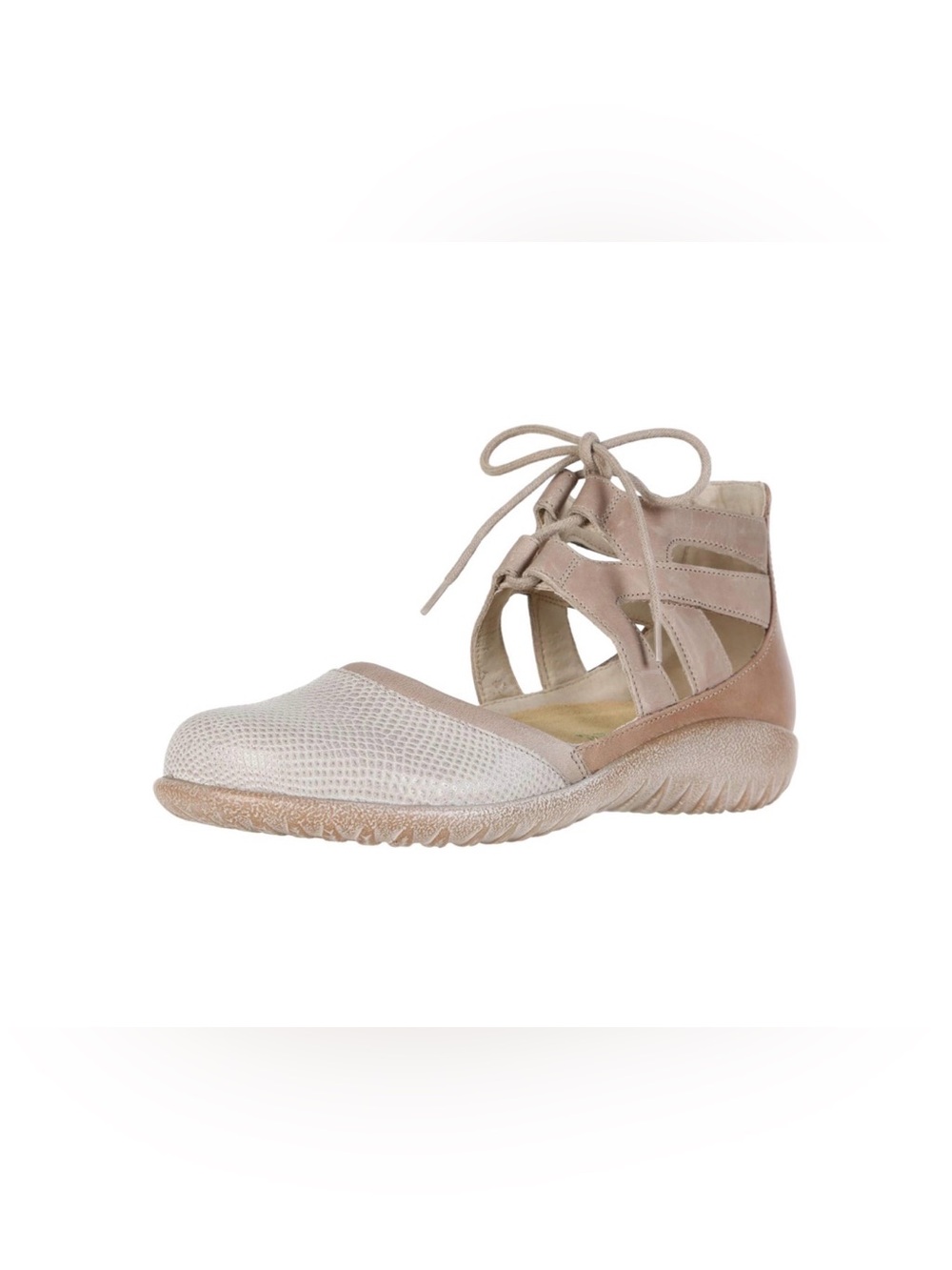 NAOT Footwear's Women's Lace-up Kata Shoe in Beige Lizard Size 6